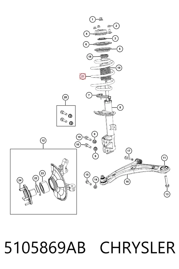 Передняя пружина 5105869AB Chrysler