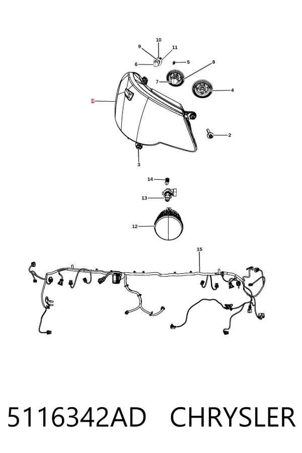Правая фара 5116342AD Chrysler