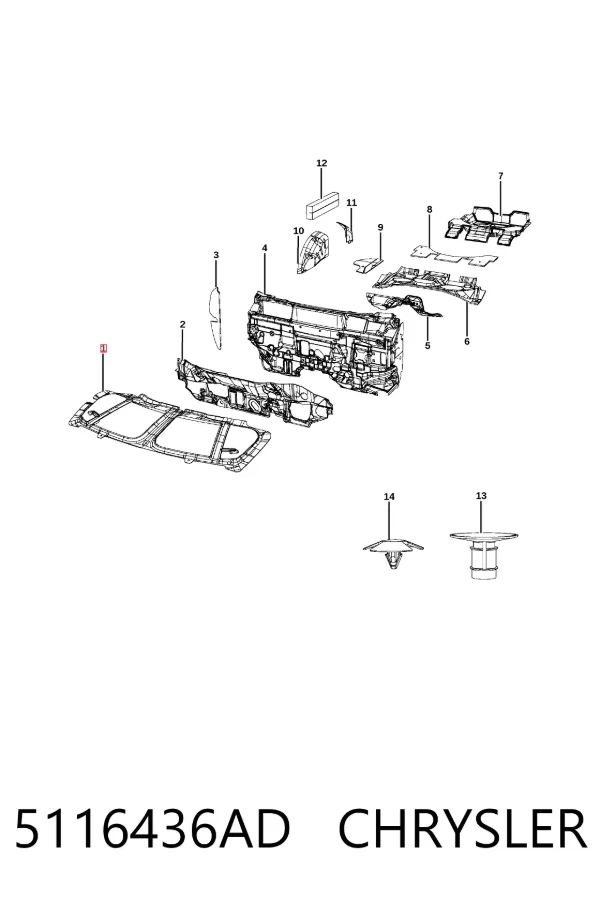 Шумоизоляция капота 5116436AD Chrysler