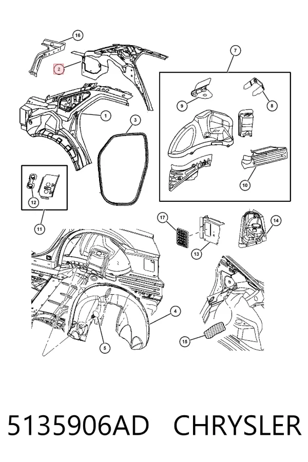Крыло заднее правое 5135906AD Chrysler