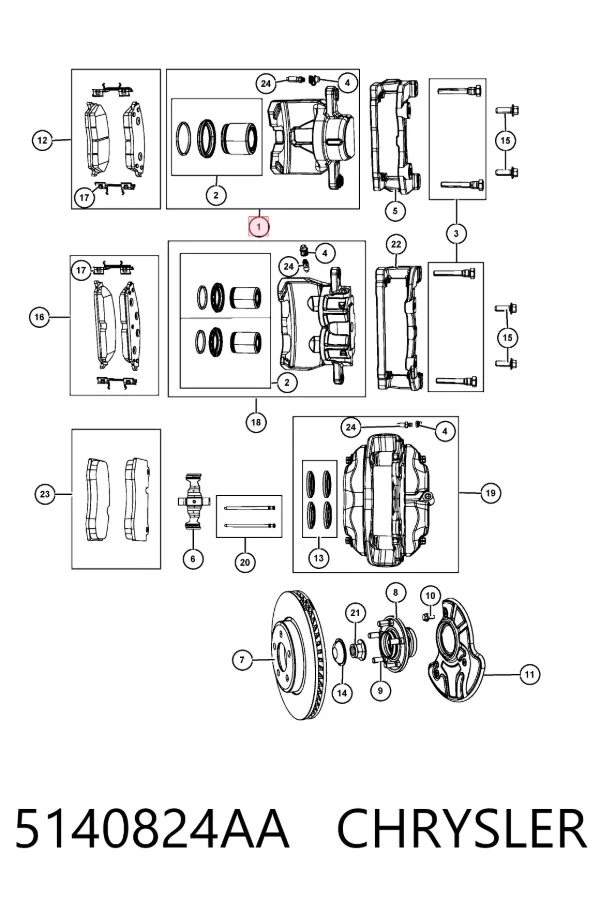 Суппорт тормозной передний левый 5140824AA Chrysler