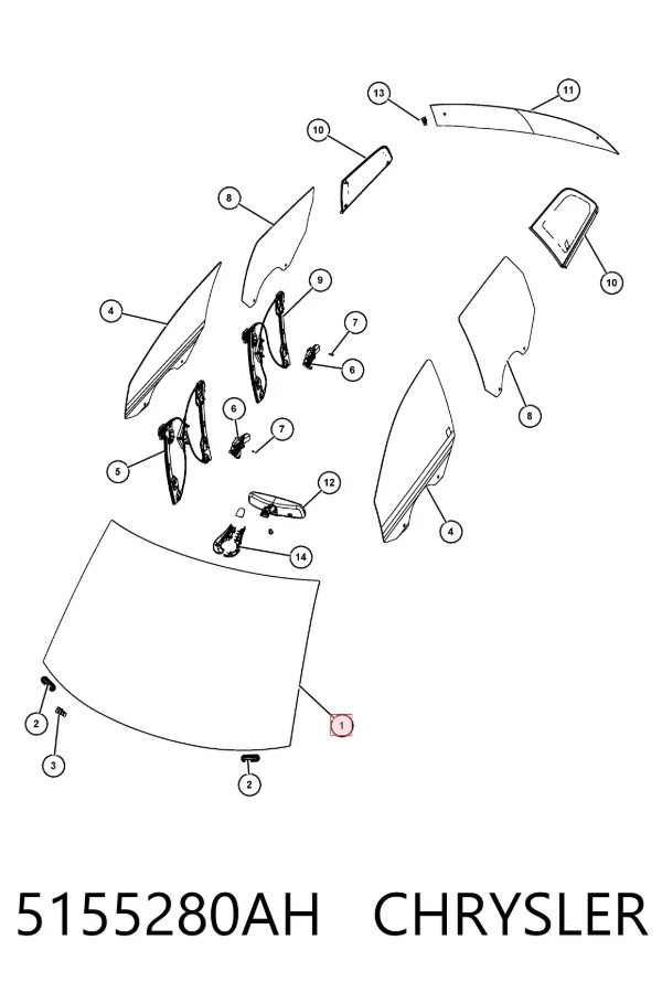 Лобовое стекло 5155280AH Chrysler