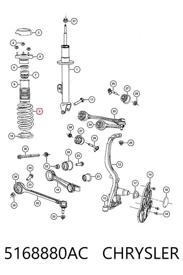 Передняя пружина 5168880AC Chrysler