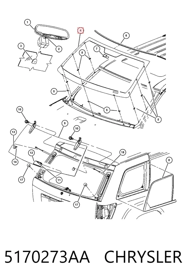 Лобовое стекло 5170273AA Chrysler