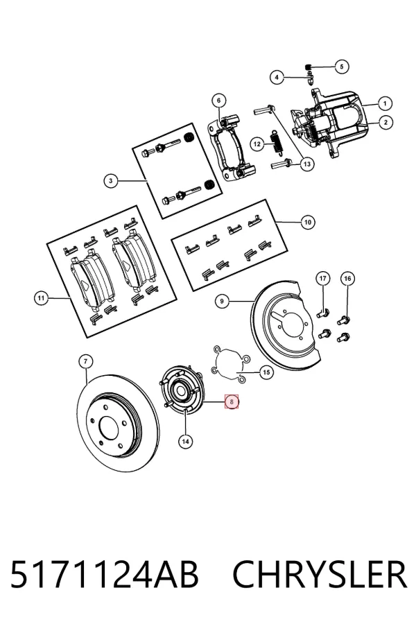 Ступица задняя правая 5171124AB Chrysler