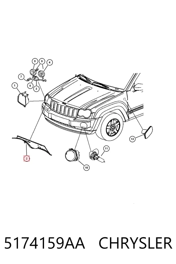 Ресничка (накладка) левой фары 5174159AA Chrysler