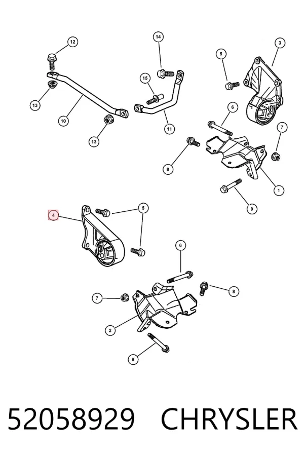 Левая подушка двигателя 52058929 Chrysler