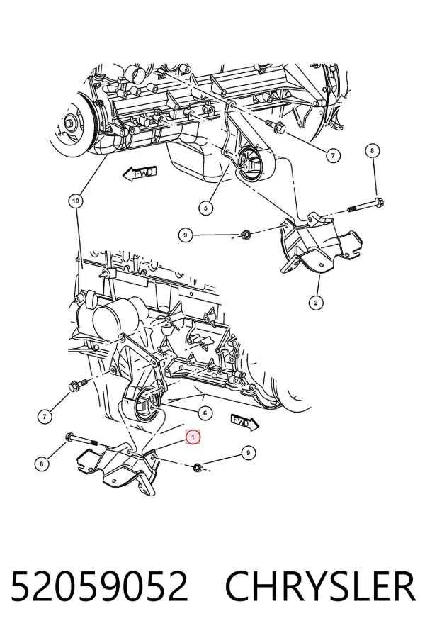 Кронштейн подушки (опоры) двигателя правой 52059052 Chrysler