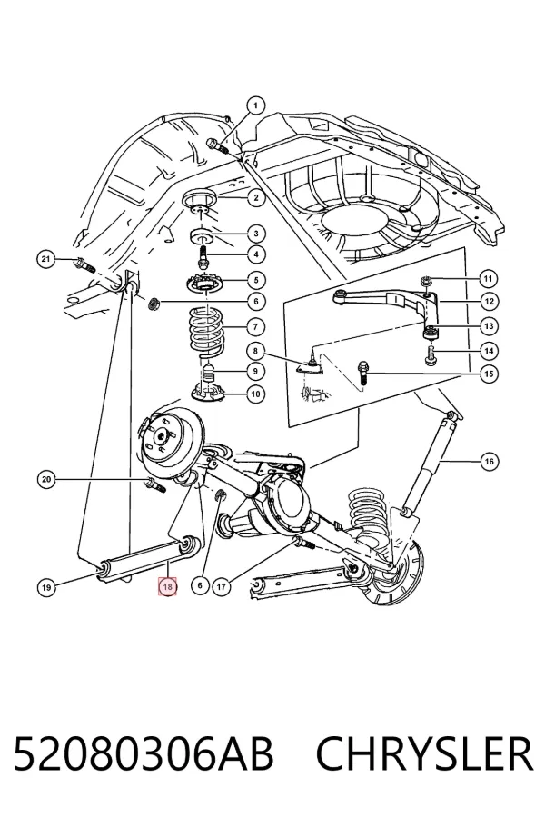 Нижний продольный рычаг 52080306AB Chrysler