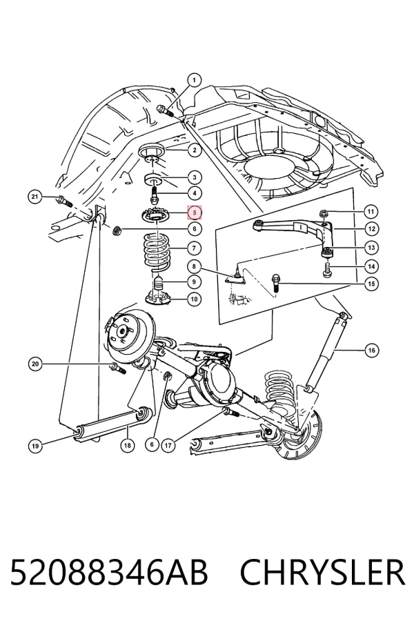 Проставка задней пружины 52088346AB Chrysler