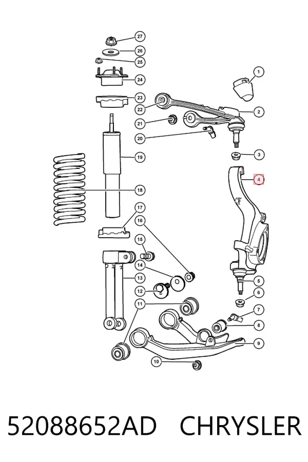 Цапфа передняя правая 52088652AD Chrysler