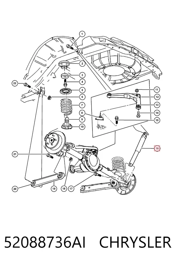 Амортизатор задний 52088736AI Chrysler