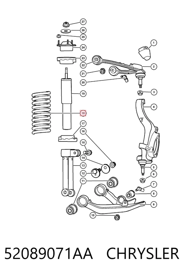 Передняя пружина 52089071AA Chrysler