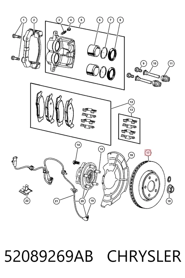 Передние тормозные диски 52089269AB Chrysler