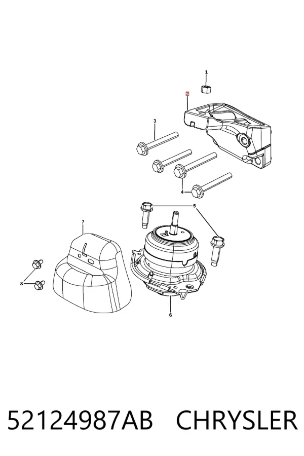 Кронштейн подушки (опоры) двигателя левой 52124987AB Chrysler