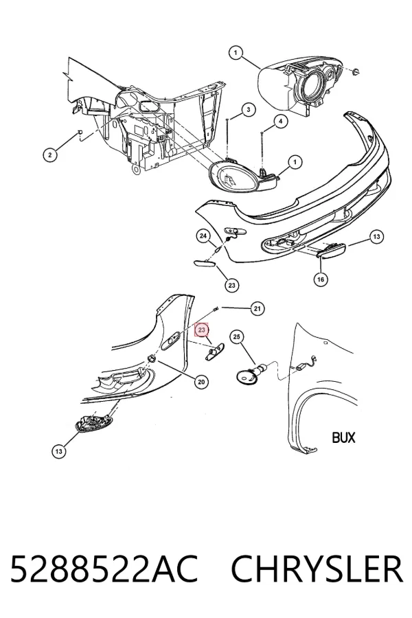 Поворотник правый 5288522AC Chrysler