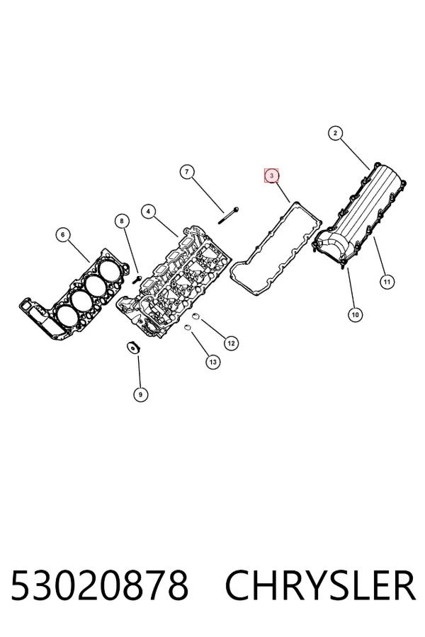 Прокладка клапанной крышки двигателя правая 53020878 Chrysler