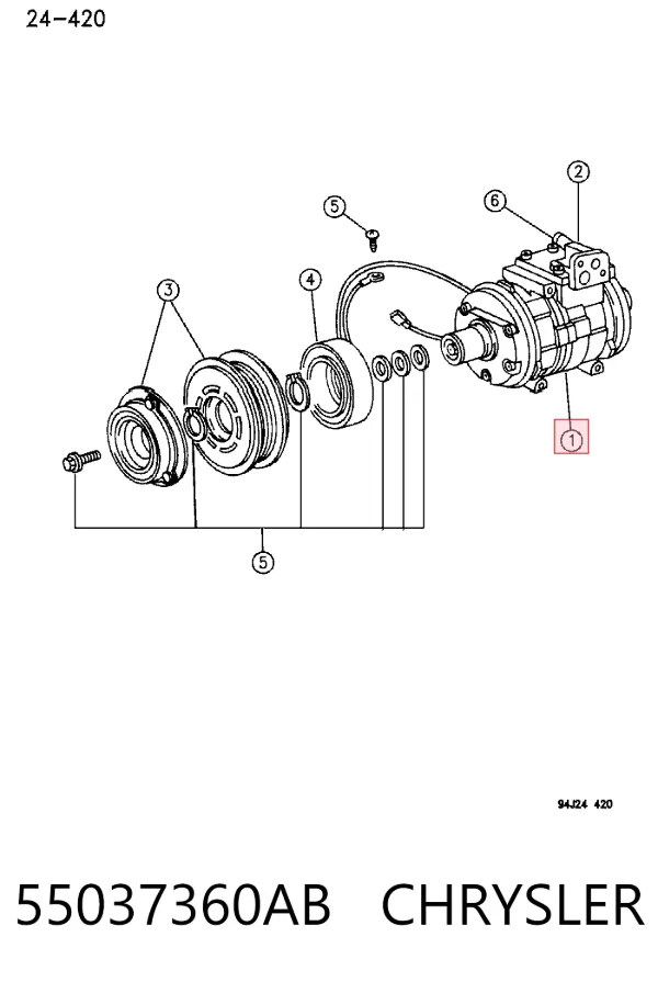 Компрессор кондиционера 55037360AB Chrysler