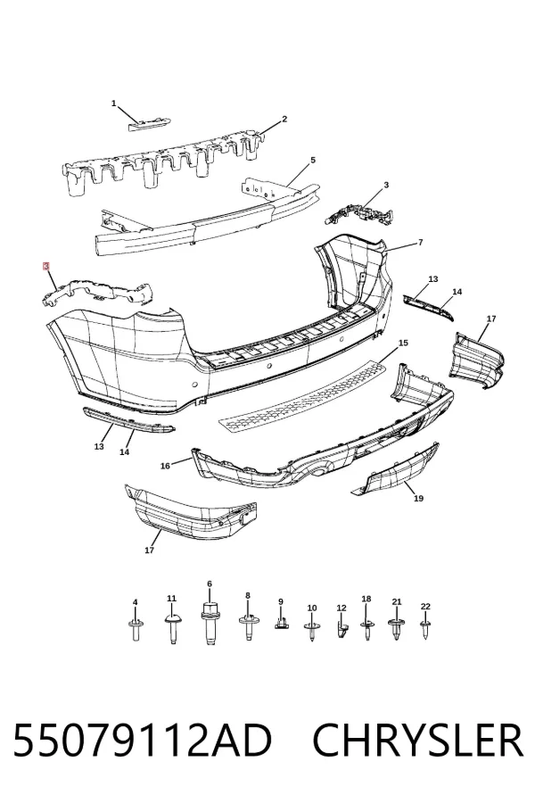 Направляющая заднего бампера правая 55079112AD Chrysler