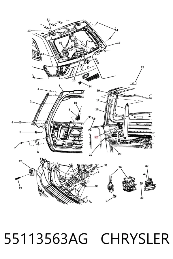 Петля задней двери 55113563AG Chrysler