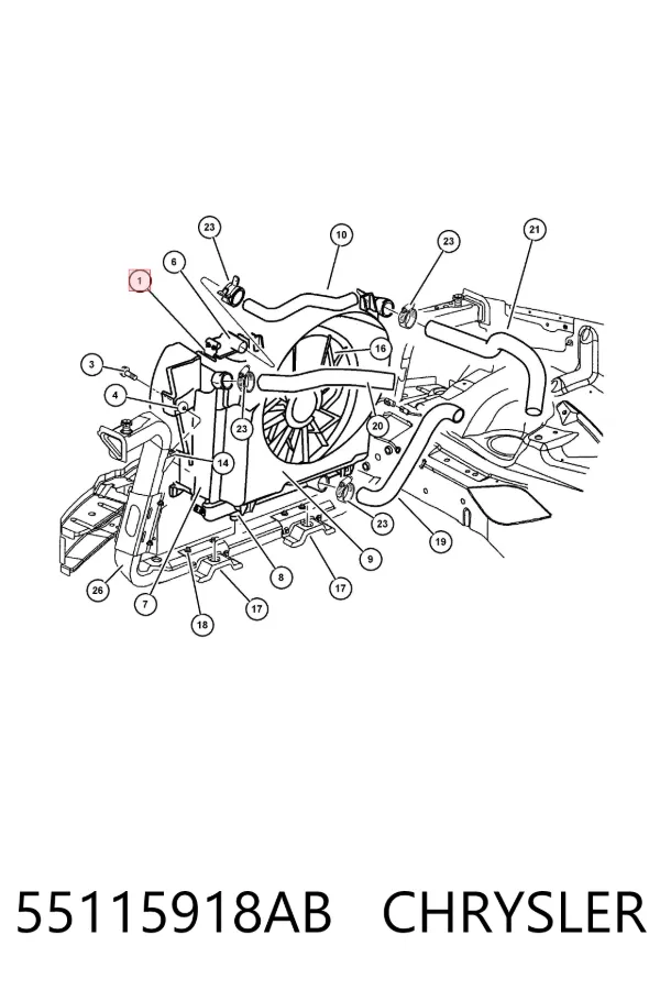 Радиатор кондиционера 55115918AB Chrysler