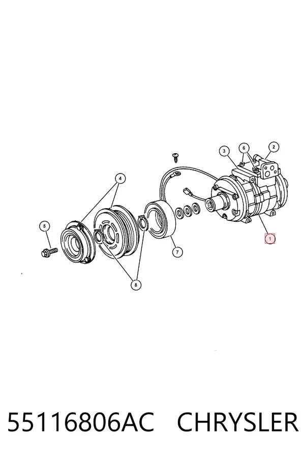 Компрессор кондиционера 55116806AC Chrysler