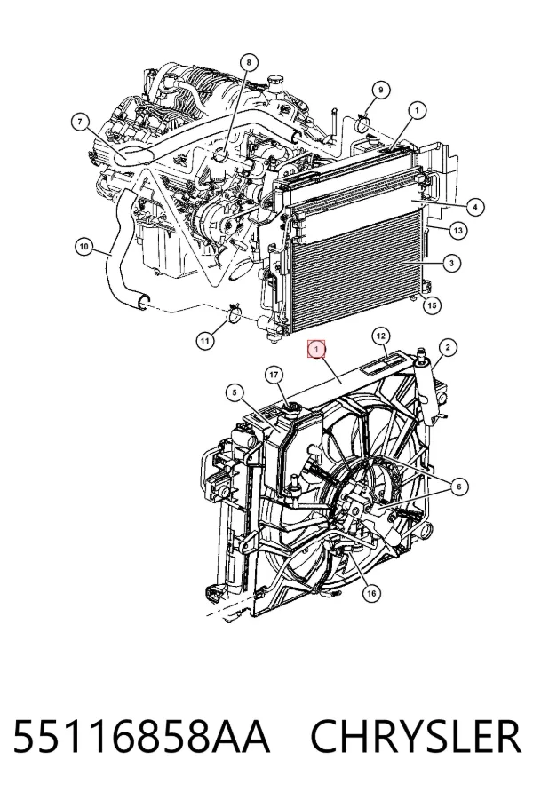 Радиатор 55116858AA Chrysler
