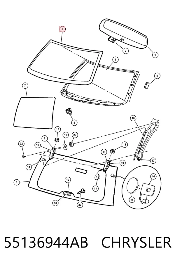 Лобовое стекло 55136944AB Chrysler