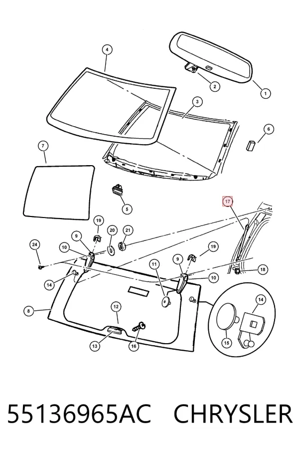 Амортизатор стекла багажника (двери 3/5-й задней (ляды) 55136965AC Chrysler