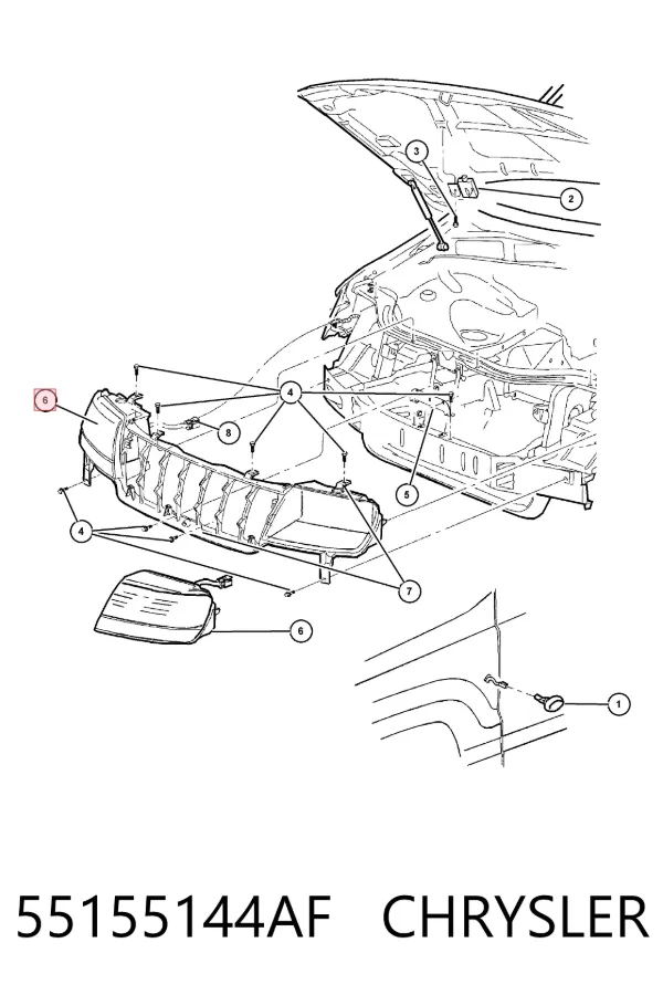 Правая фара 55155144AF Chrysler