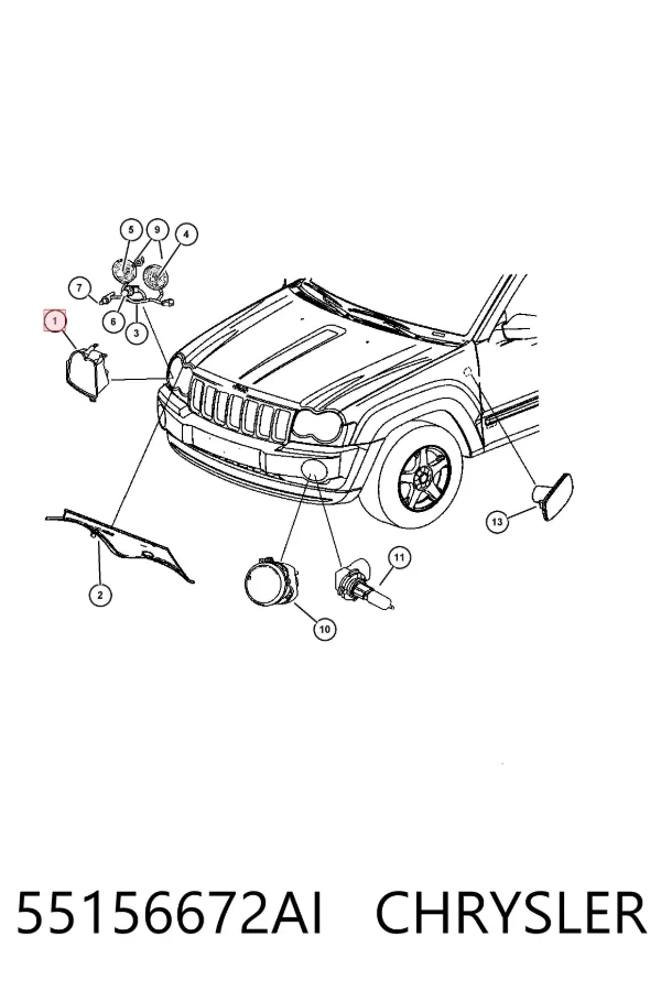 Правая фара 55156672AI Chrysler