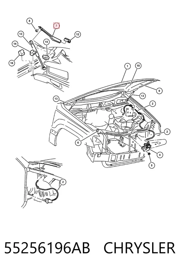 Петля капота правая 55256196AB Chrysler