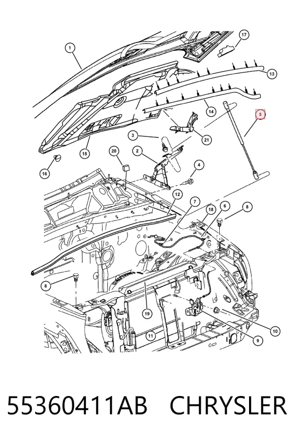 Амортизатор капота 55360411AB Chrysler