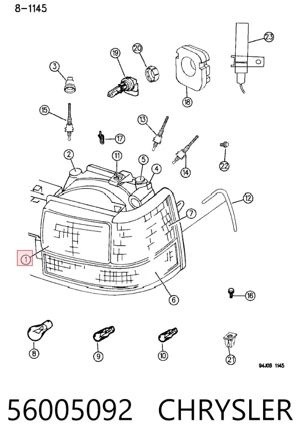 Правая фара 56005092 Chrysler