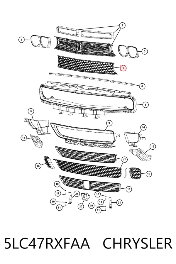 Решетка радиатора 5LC47RXFAA Chrysler