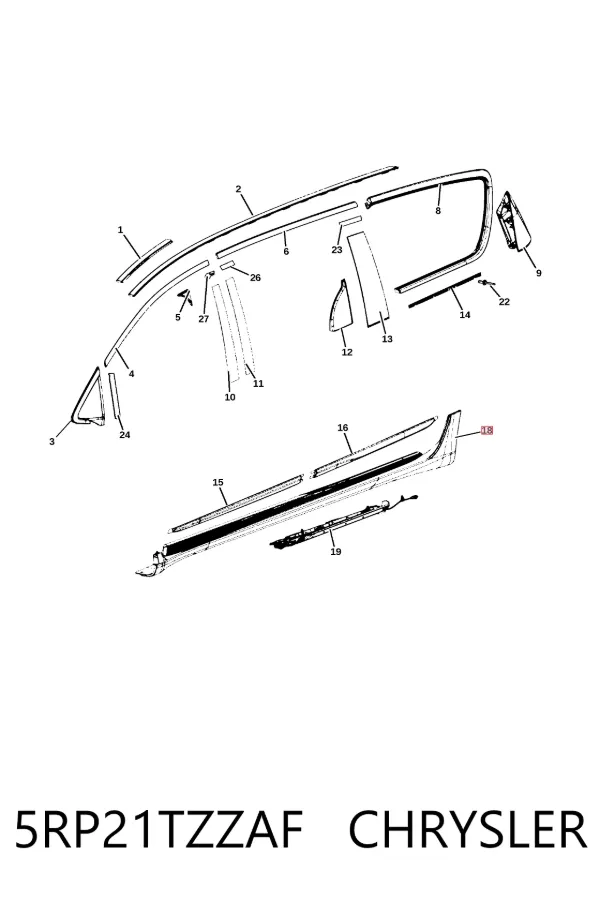 Накладка (молдинг) порога наружная левая 5RP21TZZAF Chrysler