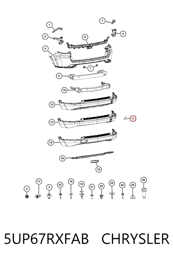 Накладка бампера переднего 5UP67RXFAB Chrysler