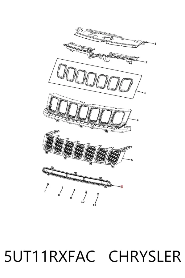 Решетка бампера переднего верхняя 5UT11RXFAC Chrysler