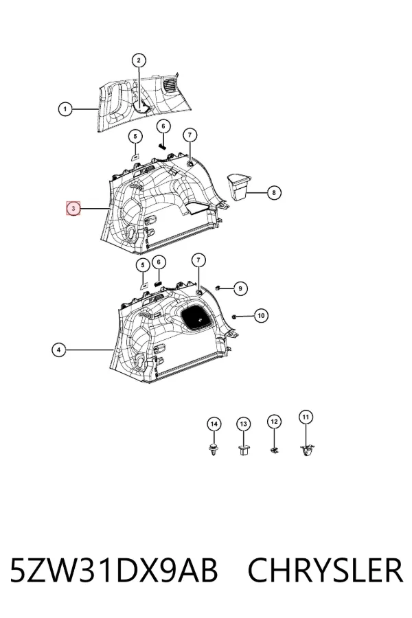Облицовка багажного отсека правая 5ZW31DX9AB Chrysler