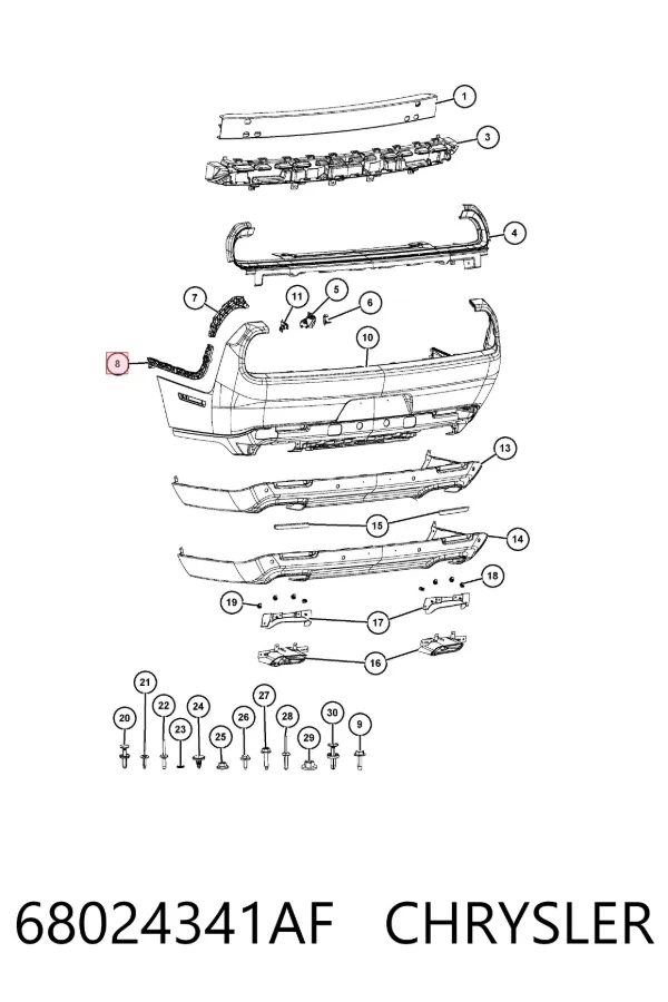 Кронштейн бампера заднего внешний левый 68024341AF Chrysler