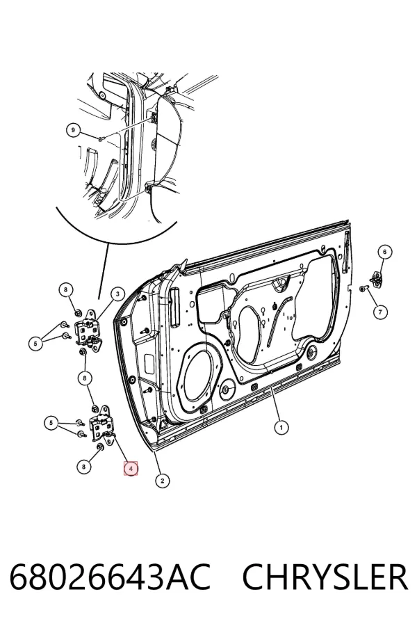 Петля двери передней левой 68026643AC Chrysler