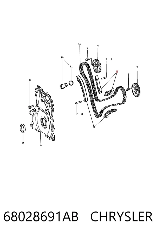 Комплект цепи ГРМ 68028691AB Chrysler