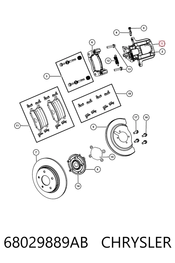 Суппорт задний левый 68029889AB Chrysler