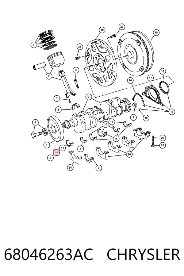 Вкладыши коленвала коренные, комплект, стандарт (STD) 68046263AC Chrysler