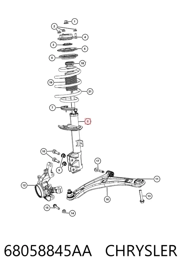 Амортизатор передний левый K68058845AB Fiat/Alfa/Lancia