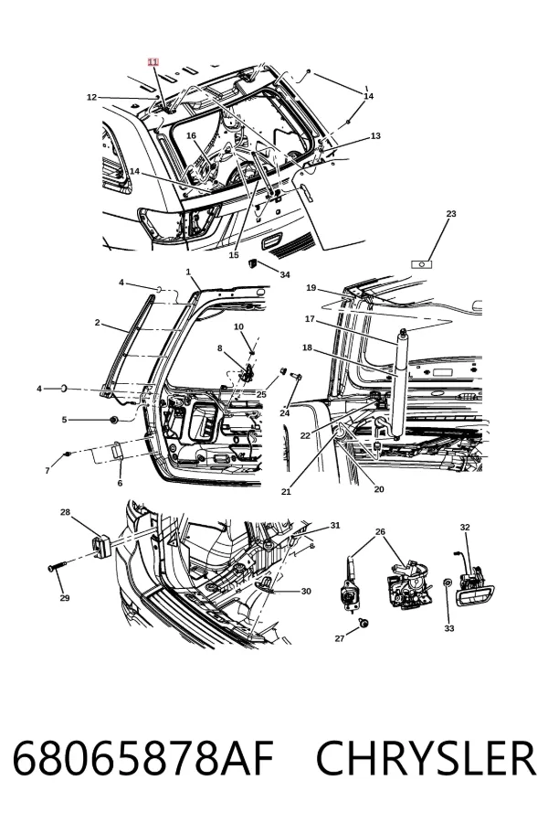 Петля стекла багажника (двери 3/5-й задней) 68065878AF Chrysler