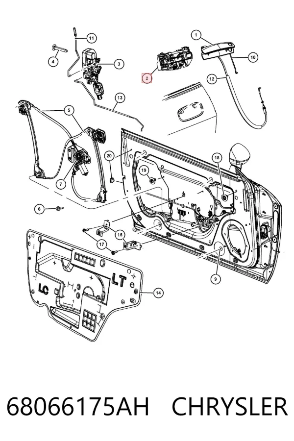 Держатель наружной ручки двери передней левой 68066175AH Chrysler