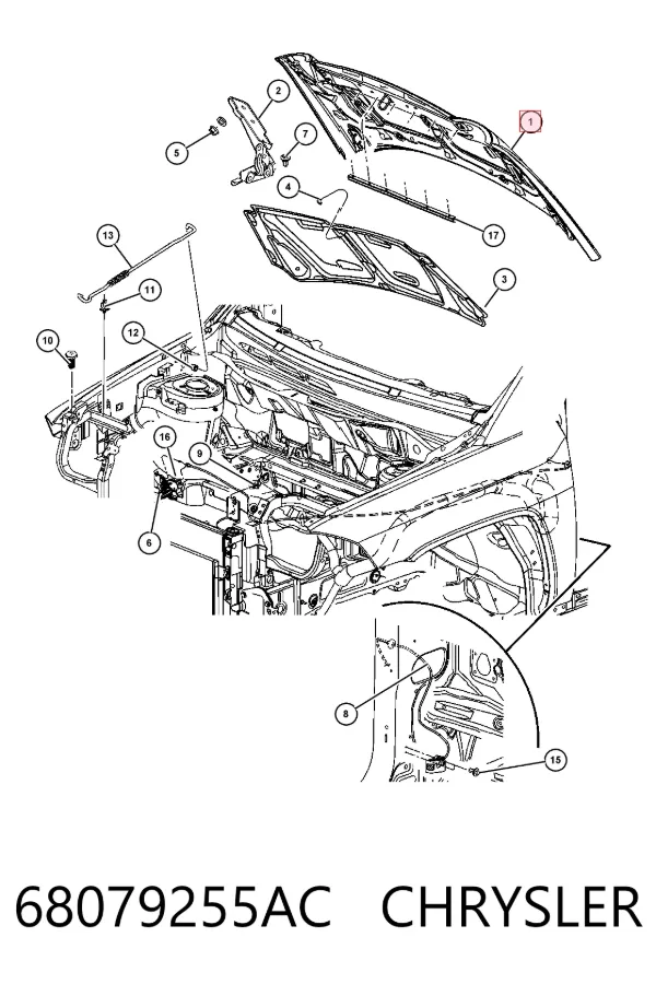 Капот 68079255AC Chrysler