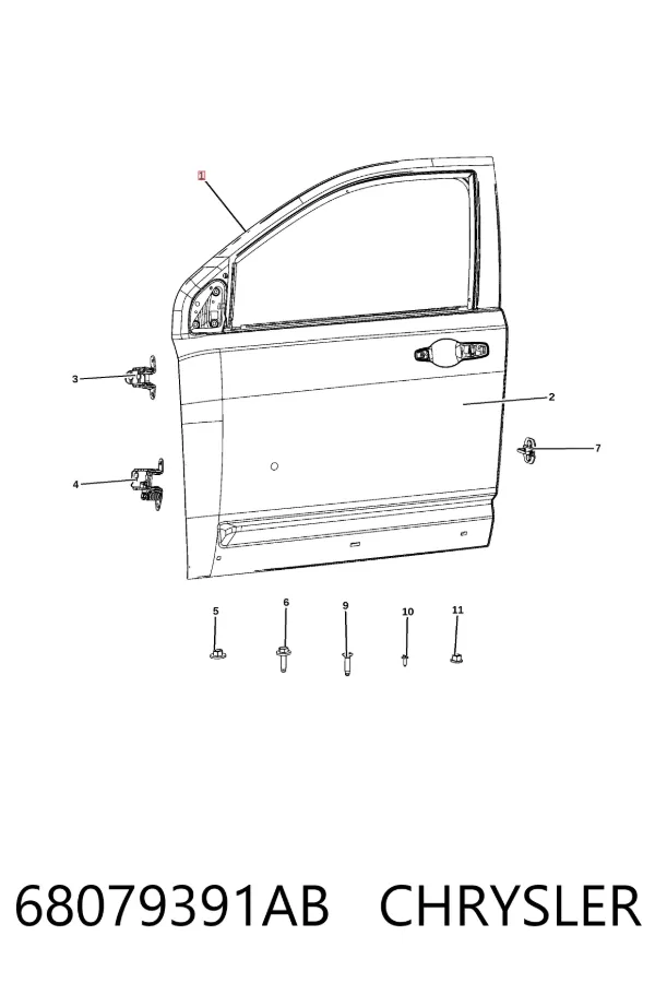 Дверь передняя левая 68079391AB Chrysler