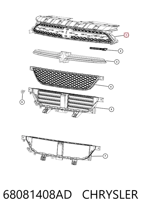 Решетка радиатора 68081408AD Chrysler